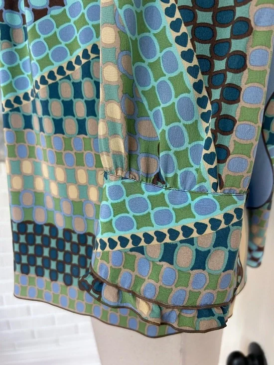 MISSONI-authentic vintage geometric print blouse - Picture 3 of 8